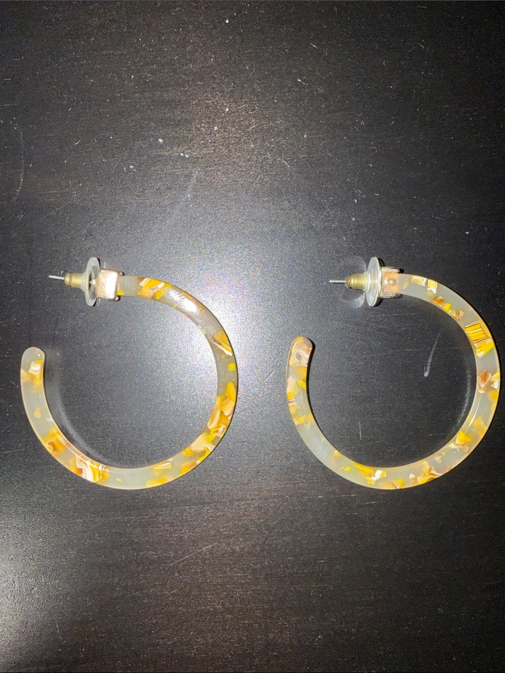 Francesca's Collections Yellow/Cream Tortoiseshell Hoop Earrings